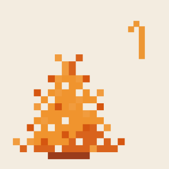 Декоративний малюнок з цифрою 1 та ялинкою.