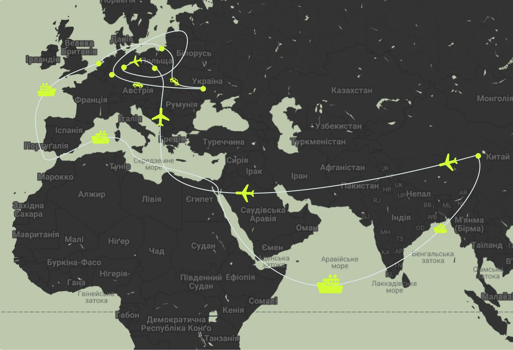 Карта маршрутів UTEC Logistics 2026.