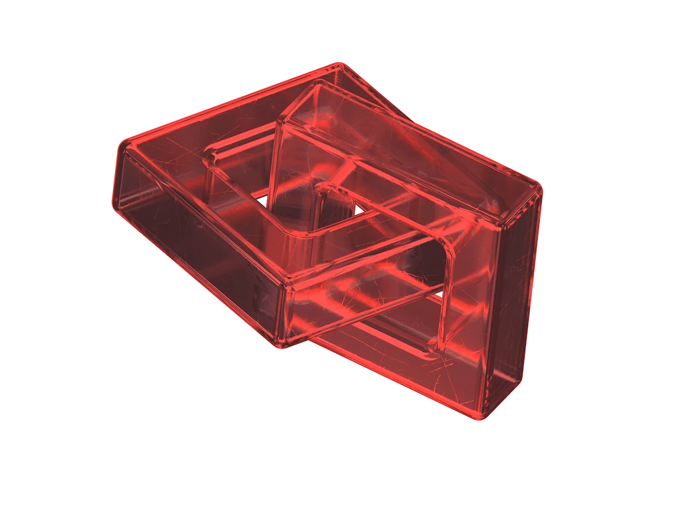 two red squares are intertwined